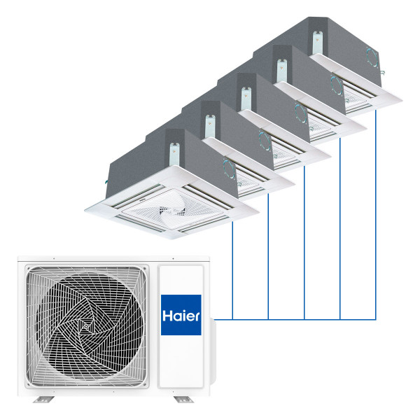 Кассетная мульти-сплит-система Haier R32 с круговым потоком на 5 комнат