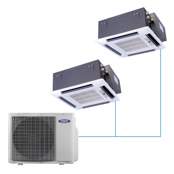 Кассетная мульти-сплит-система General-Climate Free Multi 2 R32 на 2 комнаты
