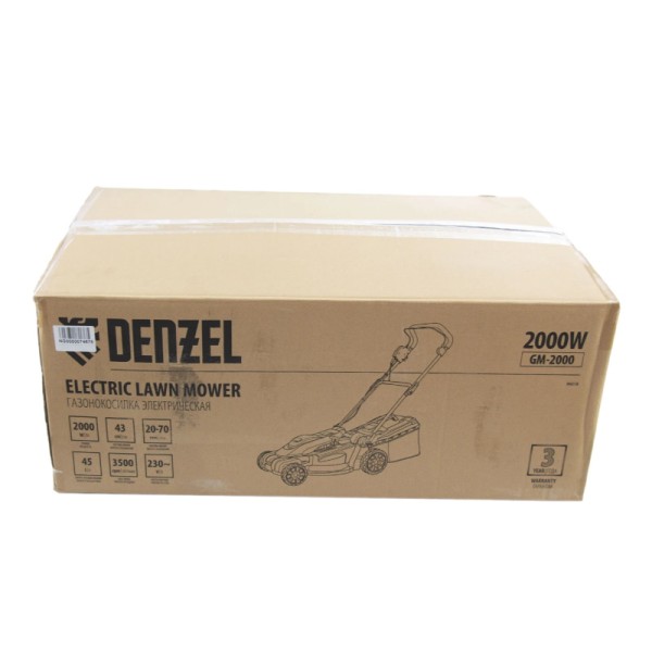 Газонокосилка электрическая Denzel GM-2000 96618, 2000 Вт, ширина 43 см, травосборник 45 л.