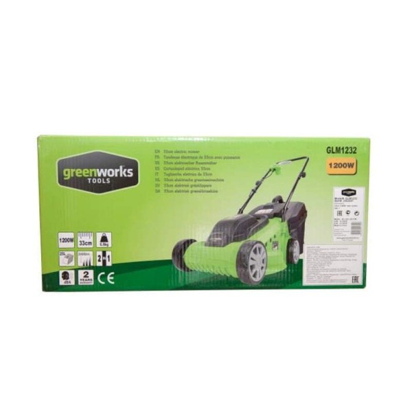 Газонокосилка Greenworks GLM1232 2502207, 1200 Вт, 33 см