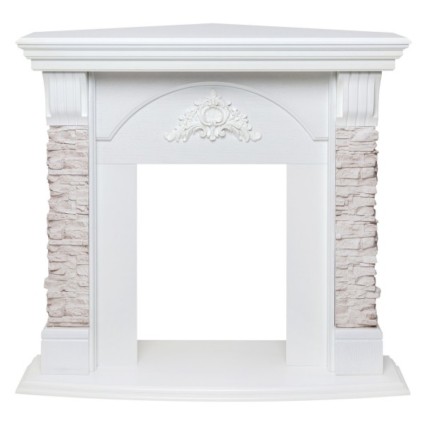 Портал каминный из МДФ угловой RealFlame Athena Corner серый белый, угловой
